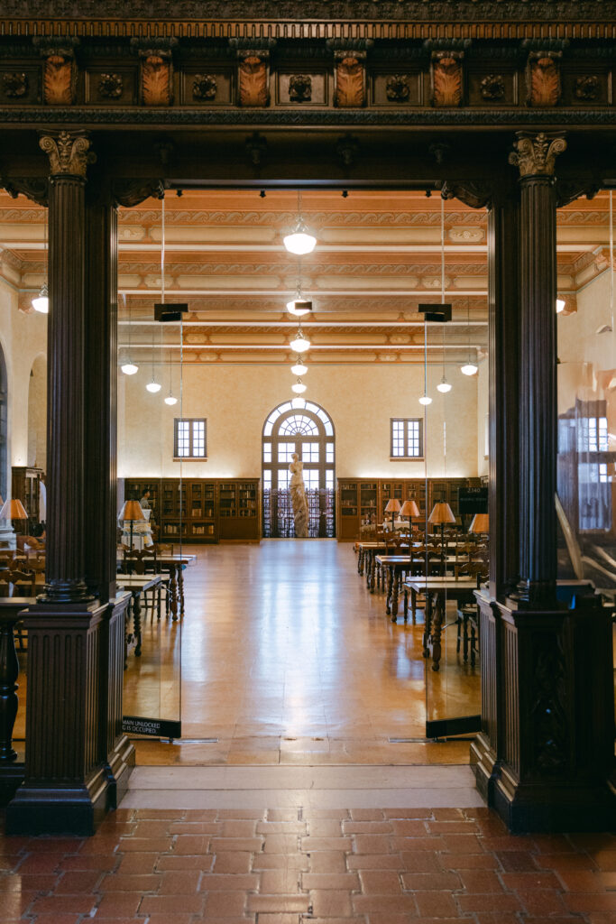 Wedding Reception in the reading room at the Julia Ideson Library