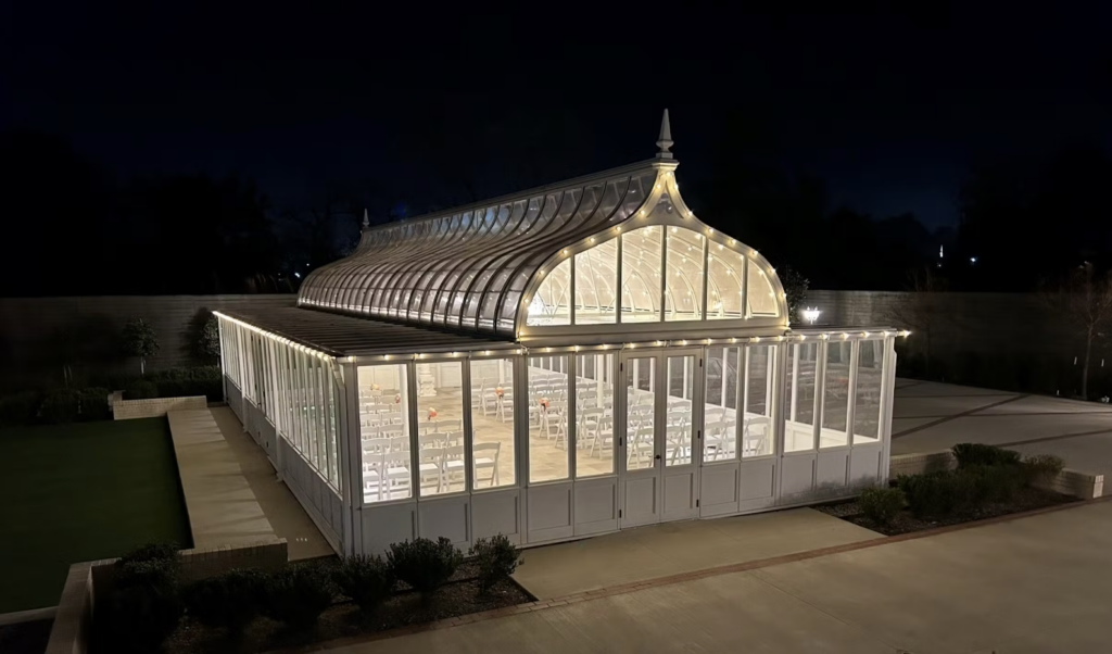 Greenhouse Wedding Venue in Houston at Night