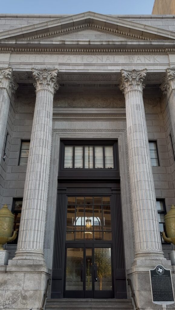 Exterior architecture of Galveston City National Bank Museum Wedding Venue