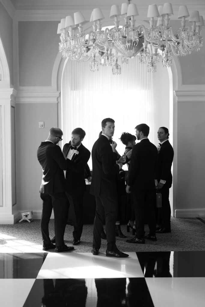 Groom with her Groomsmen at Grand Galvez