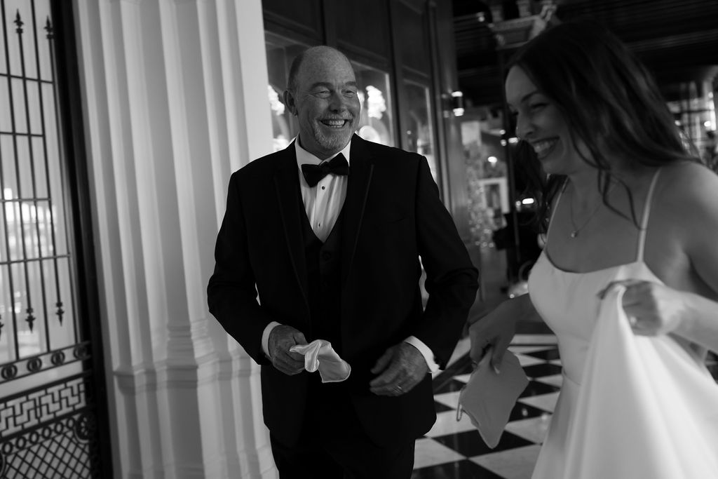 Bride with her father at a Grand Galvez Wedding