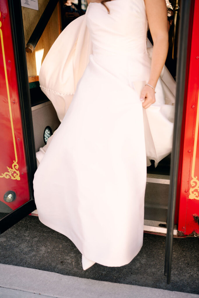 Bride arrives for her Real Wedding at Galveston City National Bank Museum