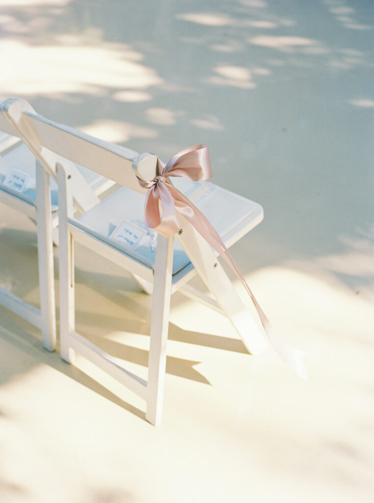 Wedding chair decor during romantic fall wedding at The Bryan Museum.