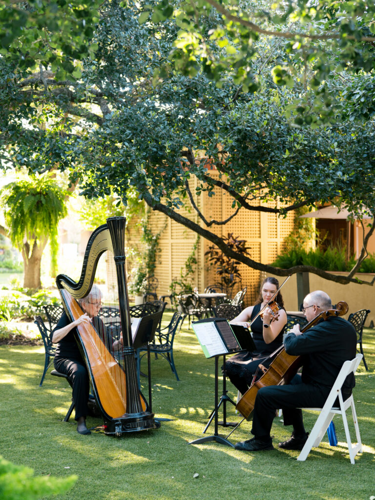 Wedding ensemble during romantic fall wedding at The Bryan Museum.